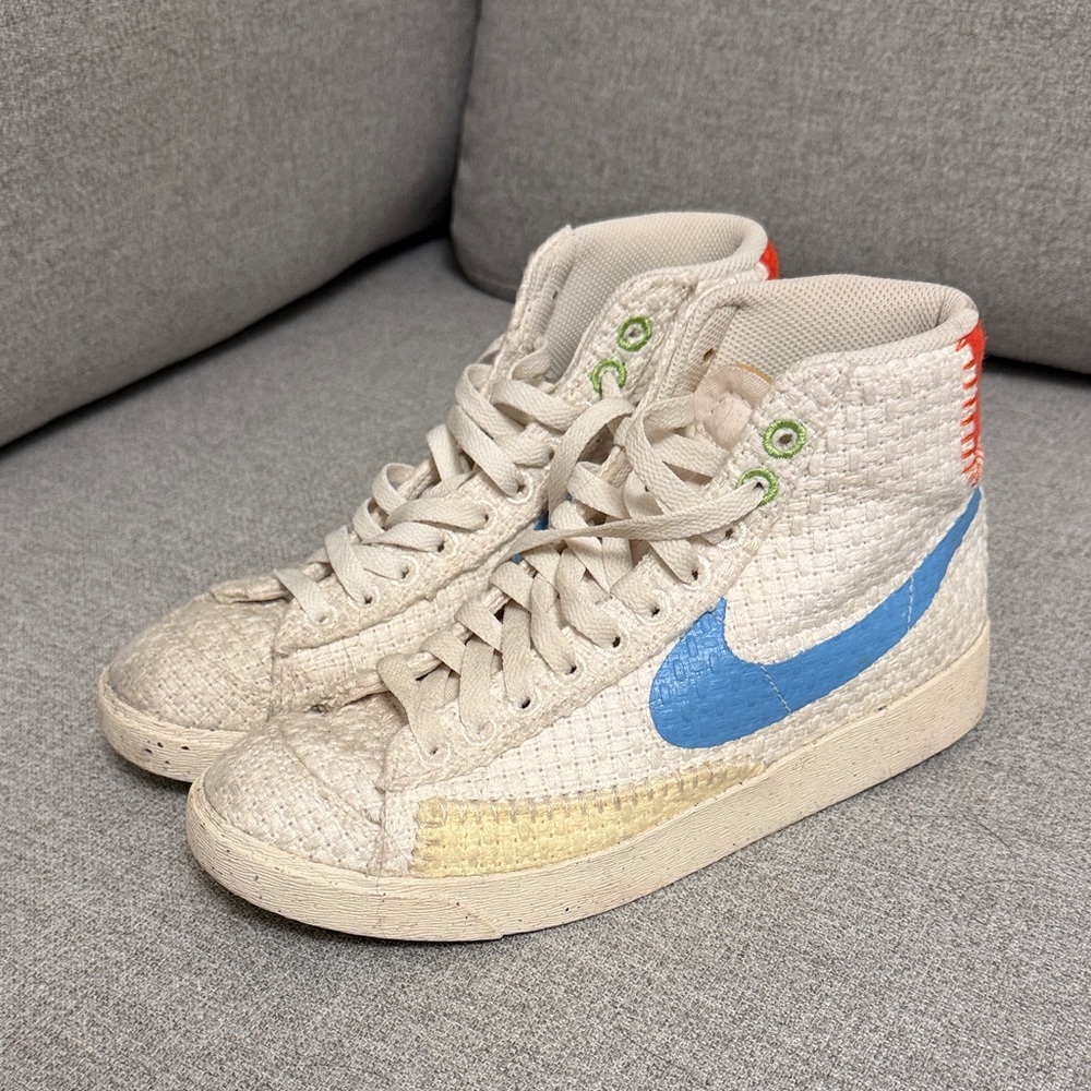 Nike High-Top Sneakers with Blue Swoosh